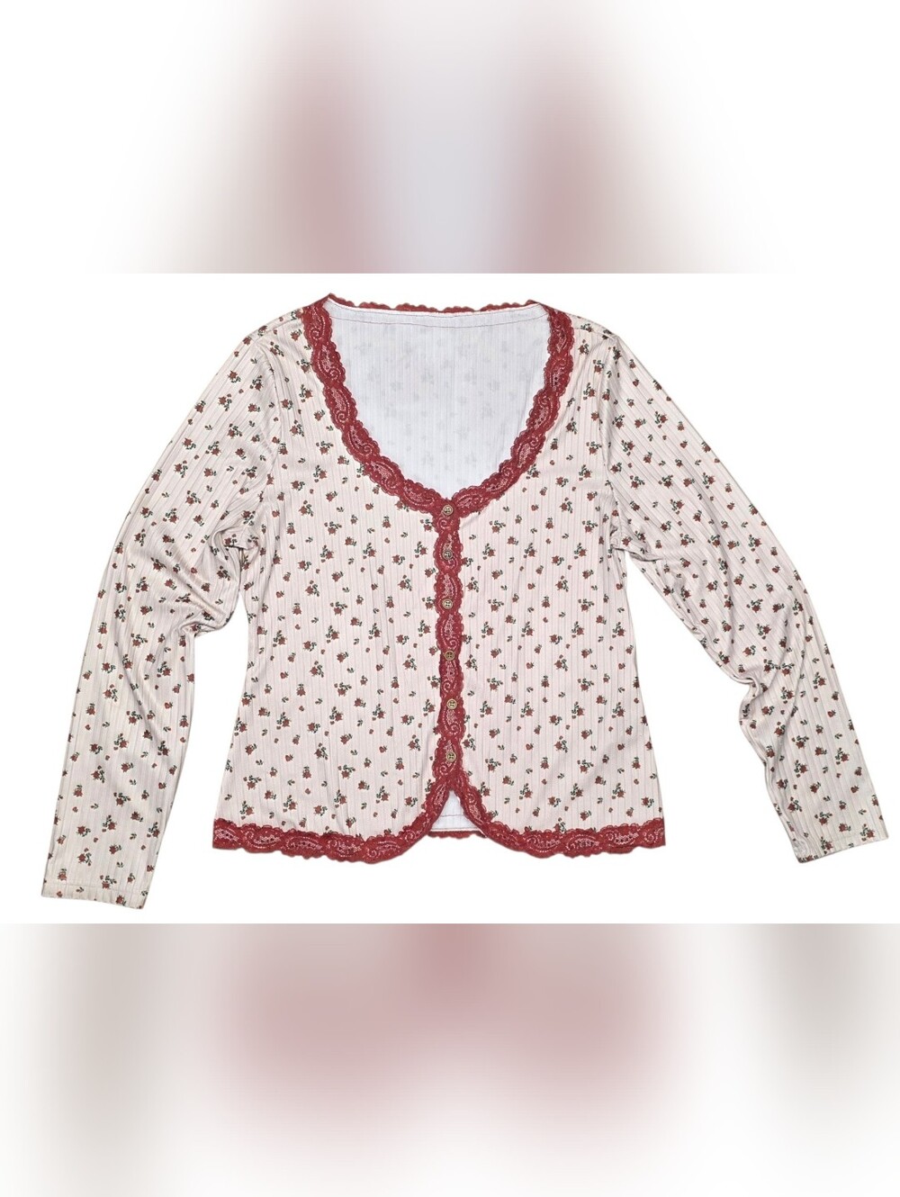 New Cream Lace Hem Top 1X Curve